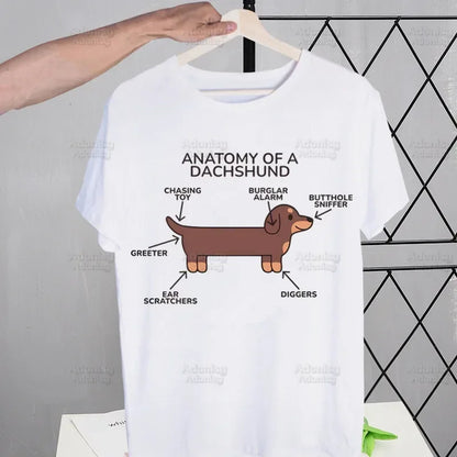 the DACHSHUND DOG CLUB - Anatomy Dachshund Dog - I Do What I Want T-Shirt, Men Retro Washed Tops Tees, Harajuku T-Shirt Streetwear Hip Hop Male T-Shirts