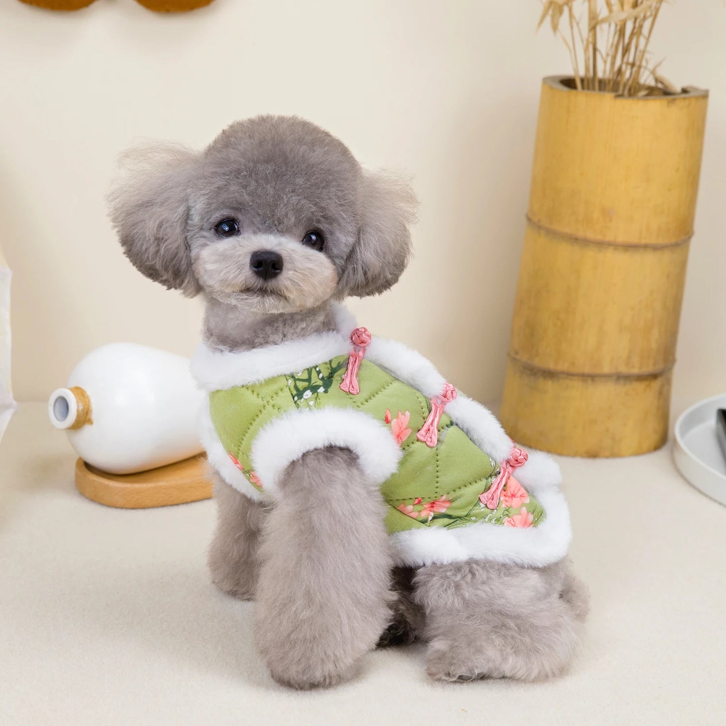 New Year Chinese Style Pet Dog Tang Suit  Warm Pet Vest Clothes Festival Small Dogs Winter Jacket Dog Costume Outfits