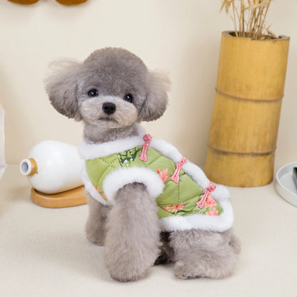 New Year Chinese Style Pet Dog Tang Suit  Warm Pet Vest Clothes Festival Small Dogs Winter Jacket Dog Costume Outfits
