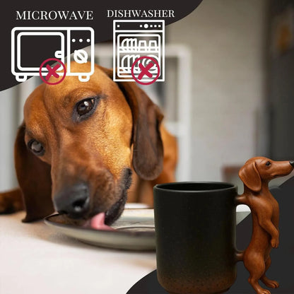 Handmade Dachshund Mug Creative 3d Animal Resin Coffee Cup With Dog Shape Handle 11oz Funny Novelty Memorial Art Mugs Gifts