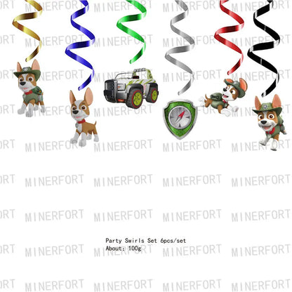 Paw Patrol Dark green dog disposable Birthday Party Decorations Tableware Balloons Birthday Decor Party Supplies Gifts for Boys