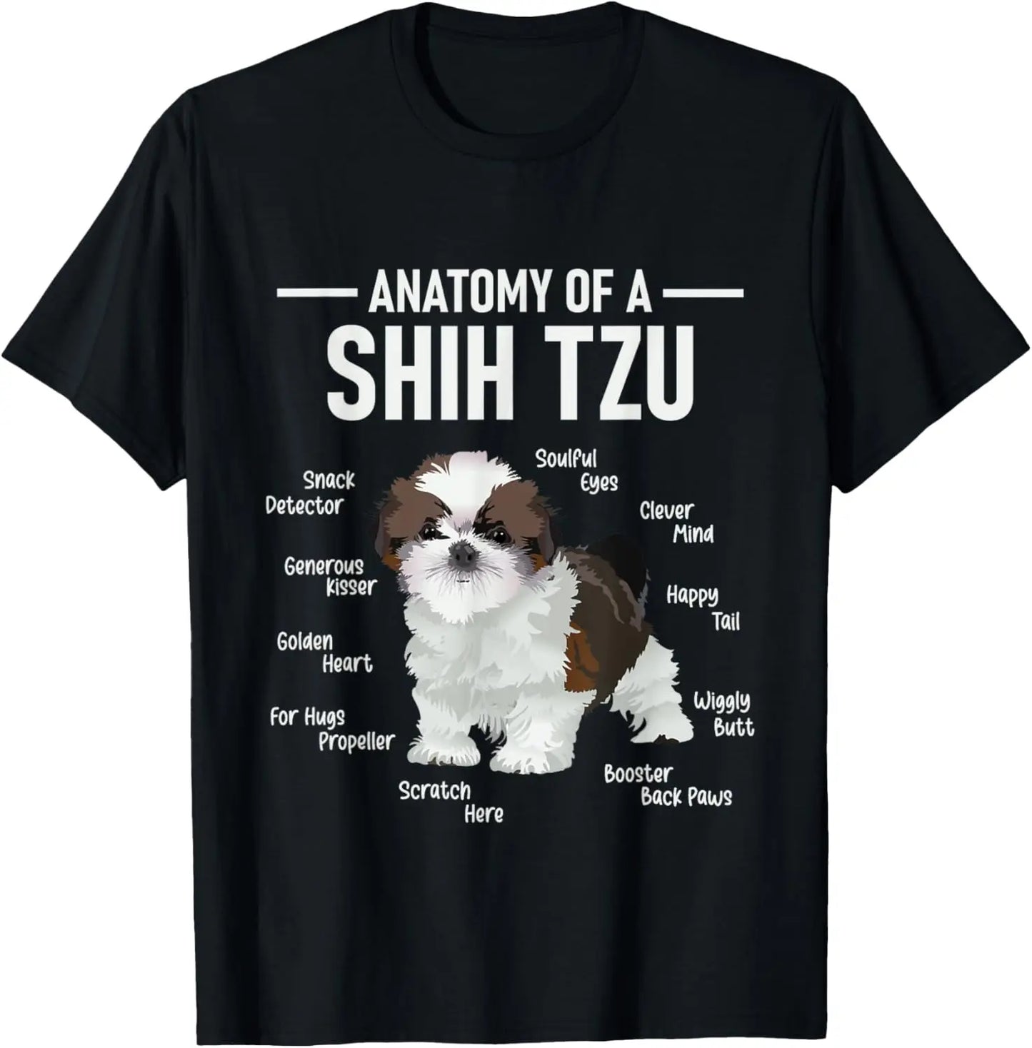 the SHIH TZU ANATOMY - Anatomy of Shih Tzu Animal Dog Breeder Canine Lover T-Shirt, Regular Short Sleeve Tops, O-Neck Casual Style Summer Cotton Tee