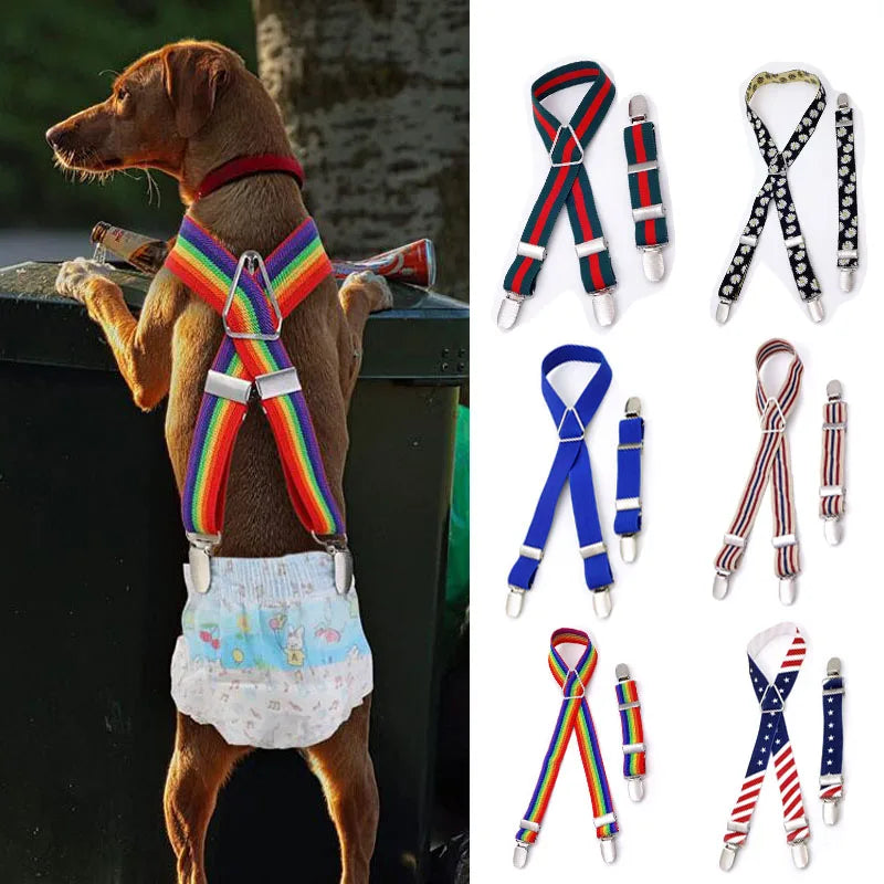 the PAWSECURE DIAPER & BELLY BAND SUSPENDERS - Dog Diaper Suspenders Adjustable Harness Doggie Diapers Suspenders Female Belly Bands for All Dogs Pet Pant Skirt Clothes Keeper