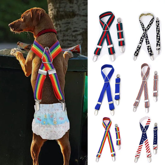 the PAWSECURE DIAPER & BELLY BAND SUSPENDERS - Dog Diaper Suspenders Adjustable Harness Doggie Diapers Suspenders Female Belly Bands for All Dogs Pet Pant Skirt Clothes Keeper