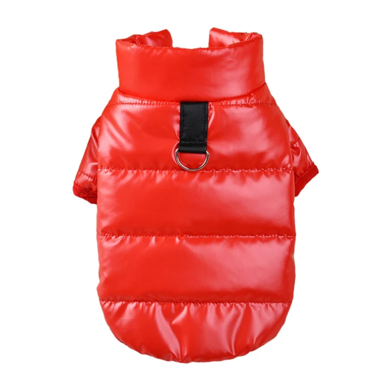 Winter Thicken Puppy Clothes Bright PU Leather Dog Cotton Jacket Waterproof Pet Coat for Small Doggy Costume Chihuahua Outfits