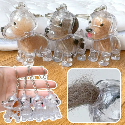 Dog Hair Storage Pendant Keychain Transparent Pet Fur Keepsake Capsule DIY Decoration Memorial Gifts for Pet Lovers Home Display