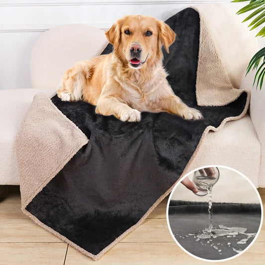 Waterproof Soft Pet Blanket Liquid Pee Proof Dog Blanket for Sofa Bed Couch, Reversible Sherpa Fleece Furniture Protector Cover