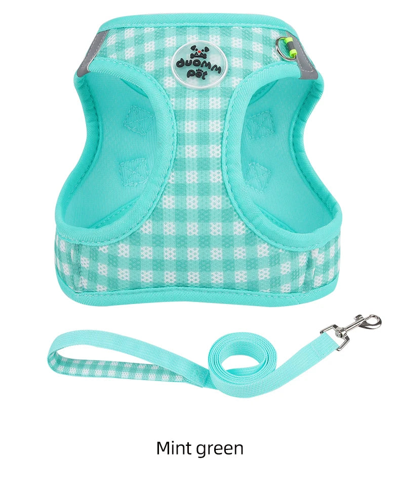 the PLAIDBUDDY HARNESS - Puppy/Kitten Chest Strap, Fresh Plaid Kitten/Puppy Leash, Anti-Break Adjustable Reflective Pet Chest Strap, Small Dog/Kitten Chest
