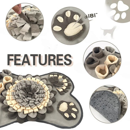 the SNIFFLE MAT - Interactive Dog Snuffle Mat for Small/Medium Dogs, Soft Durable Fleece with Squeaky Toy, Slow Feeding Anti-Anxiety, Machine Wash