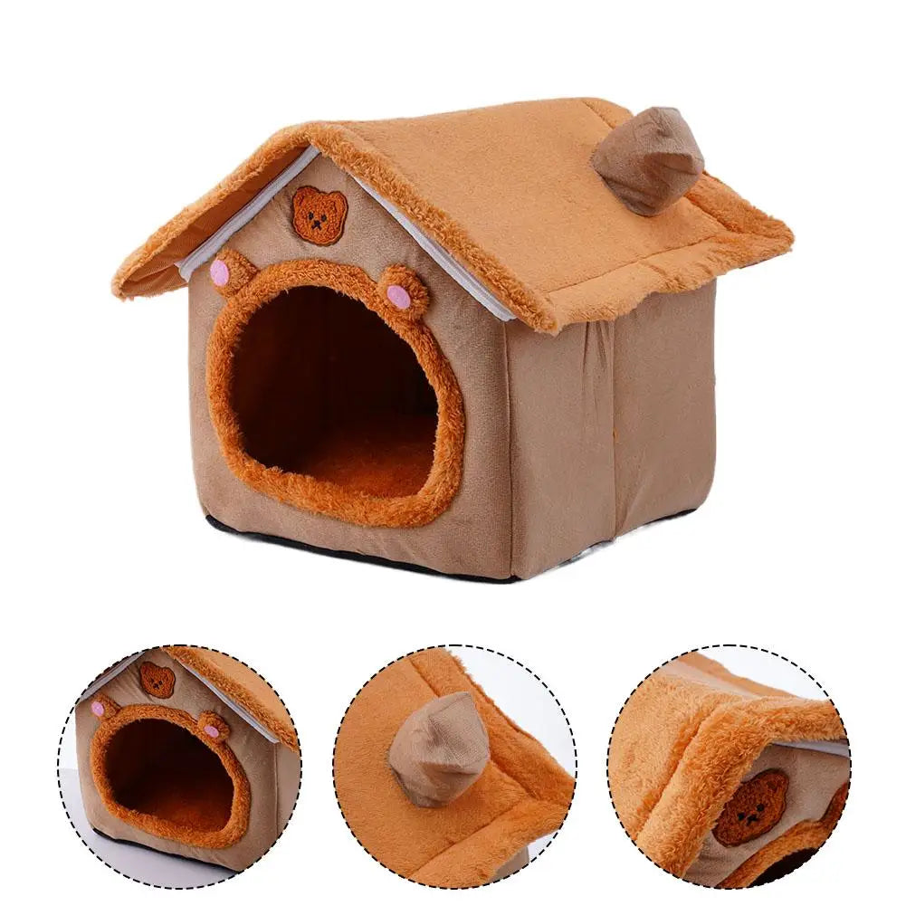 Cat Dog House Nest Winter Warm Pet Bed Small For Dogs Cats All Season Removable Washable Pet Nest Waterproof Bottom Cozy Shelter