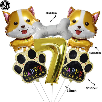 Dog Balloon Corgi Husky Puppy Foil Balloon Dog Paw Ballon Paw Print Balloons Dog Balloon for Puppy Birthday Decorations Supplies