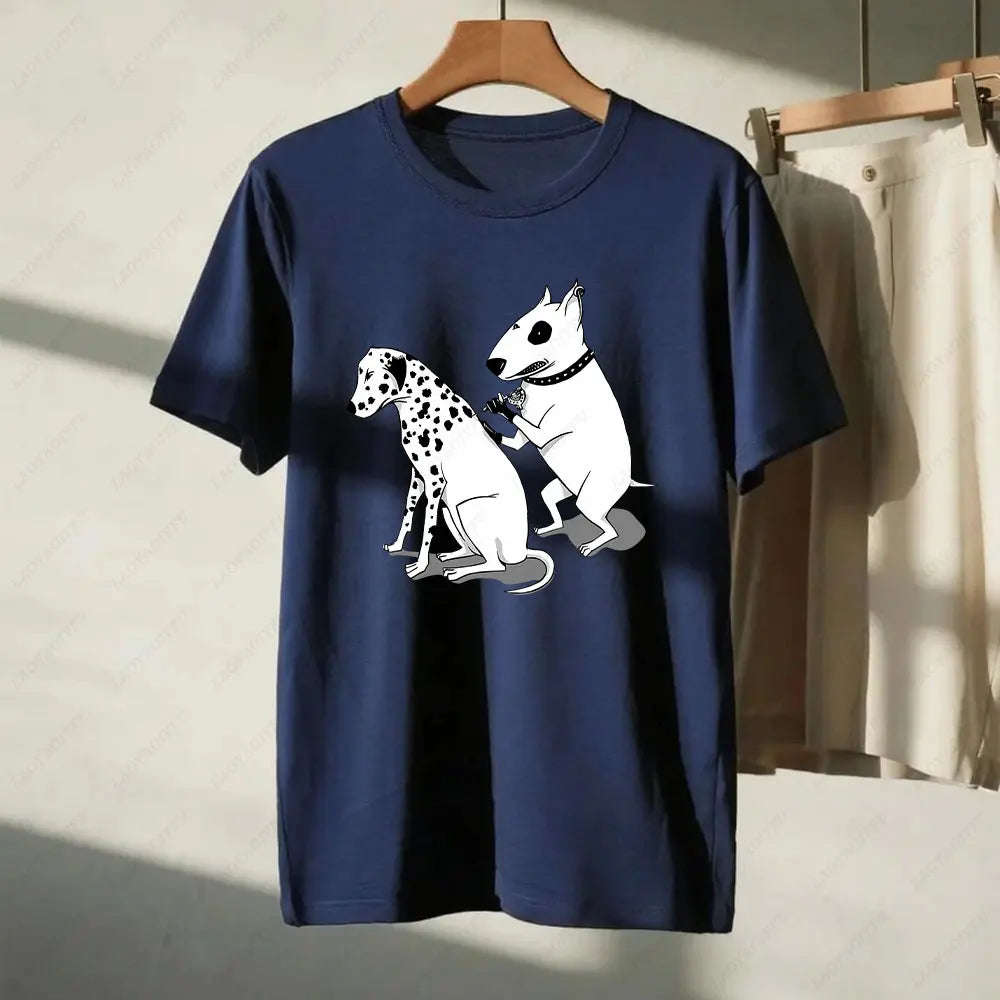 the SPOT STEALER - Funny Dalmatian Spot Tattoo Dog Shirt, Quirky Bull Terrier Tattoo Design Tee, Humorous Pet Lover Gift T-Shirt, Men/Women Summer Tops