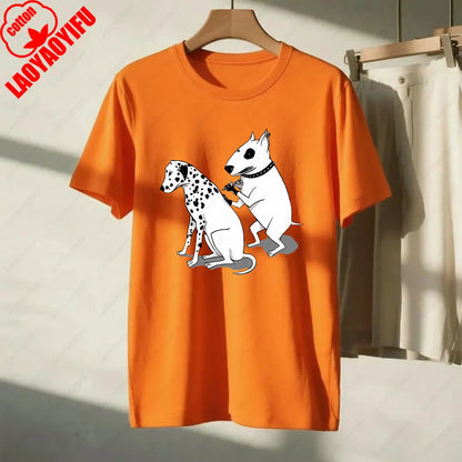the SPOT STEALER - Funny Dalmatian Spot Tattoo Dog Shirt, Quirky Bull Terrier Tattoo Design Tee, Humorous Pet Lover Gift T-Shirt, Men/Women Summer Tops