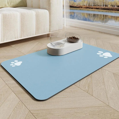 Quick-drying and Absorbent Dog Feeding Mat Non-slip and Anti-pad with Paw Print Design Suitable for Food and Water Bowls
