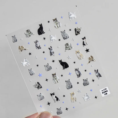 Graffiti Cat Claw Rabbit Bunny Bear Dog Flower Lovely Animal Fruit Dim Sum Candy Sunflower Adhesive 5D Nail Art Stickers Decal