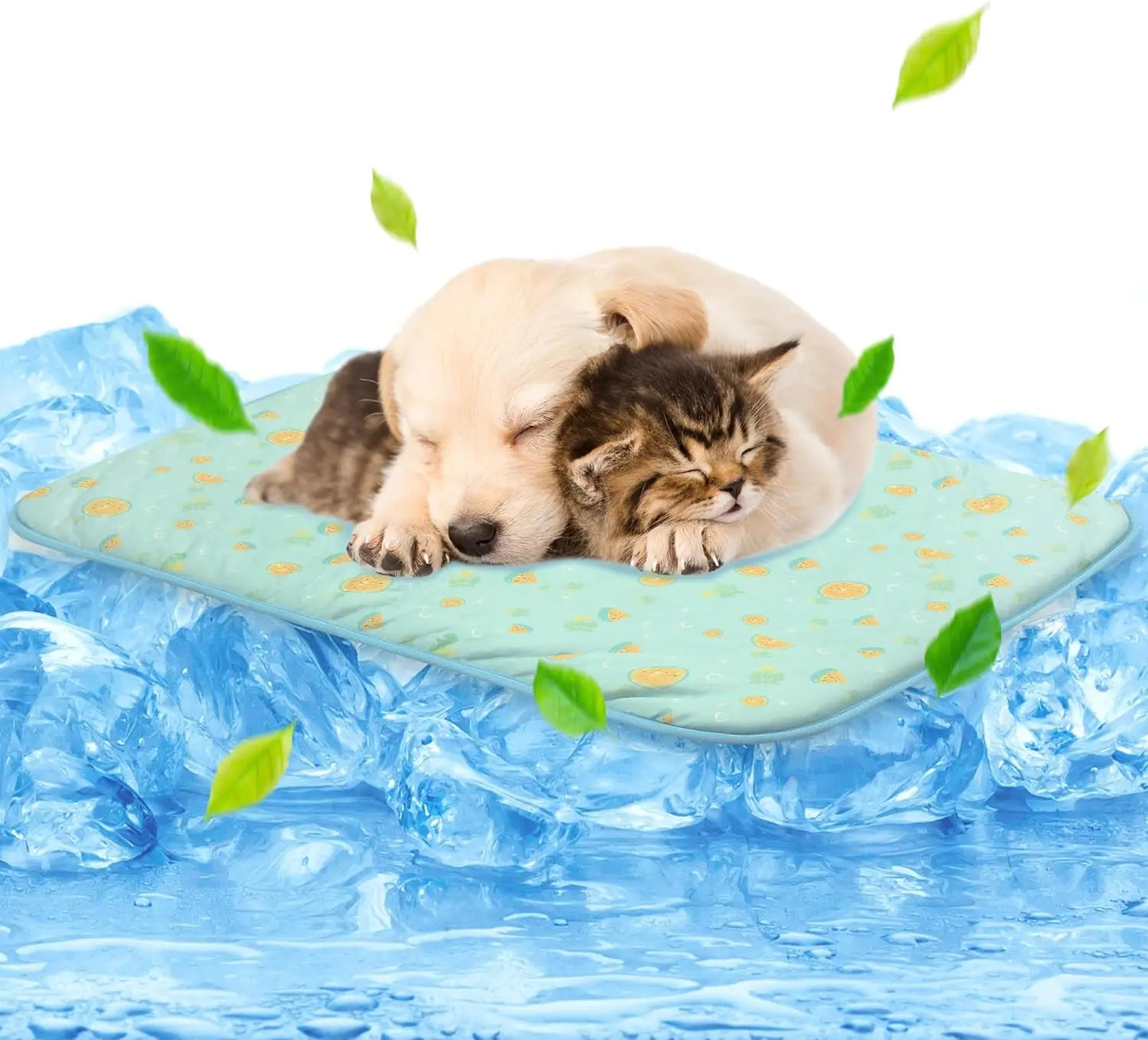 Pet Cooling Mat Ice Silk Cooling Mat with Pillow for Dogs Cats Portable Washable Pet Cooling Blanket, Car Seats, Beds for Summer