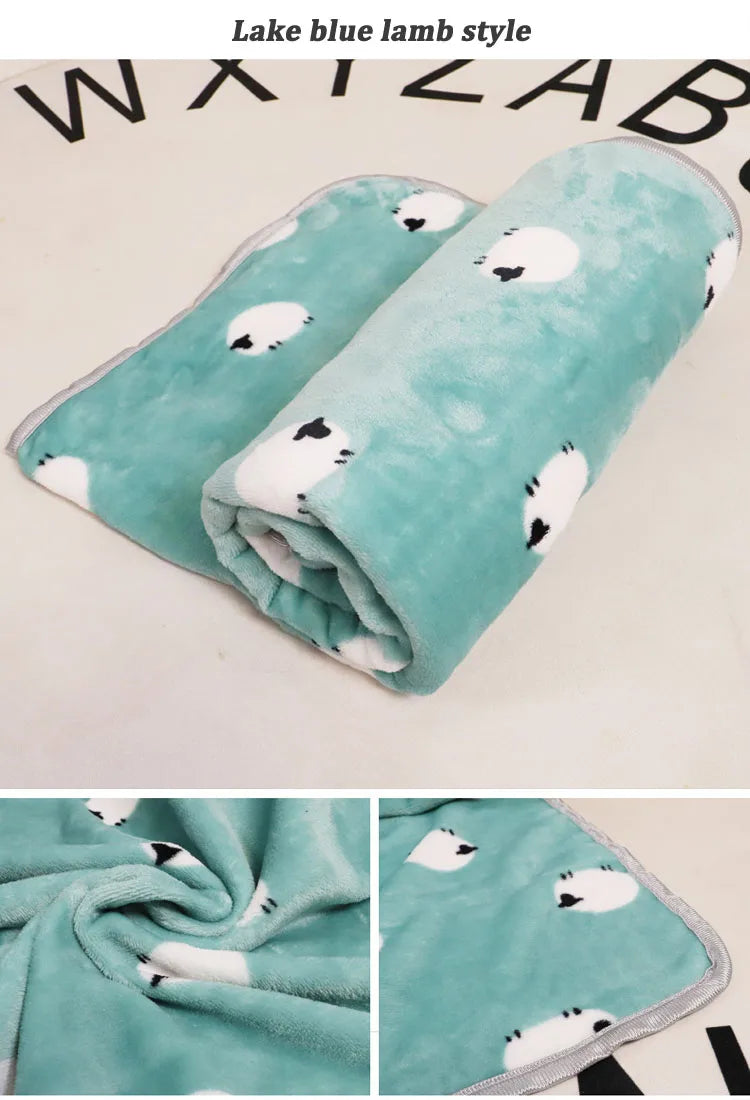 Soft Fluffy Flannel Dog Blanket Cute Cartoon Print Pet Bed Sheet Mat Warm Breathable Cat And Dog Sleeping Blankets Pet Supplies