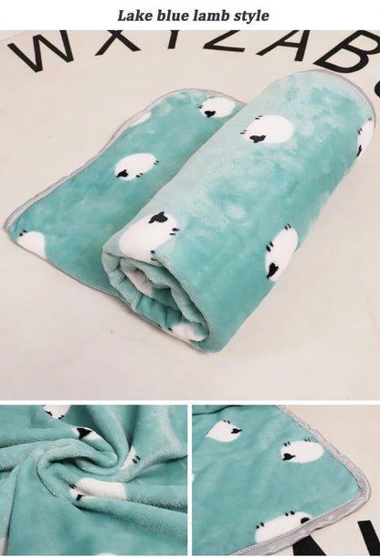 Soft Fluffy Flannel Dog Blanket Cute Cartoon Print Pet Bed Sheet Mat Warm Breathable Cat And Dog Sleeping Blankets Pet Supplies