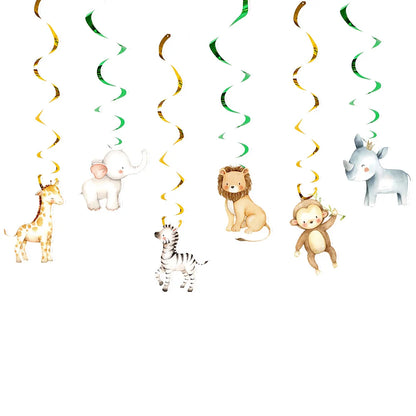 Jungle party Banner Garland Hanging swirls decor Jungle Wild One Birthday decor Safari Jungle Animals Birthday Party Decoration