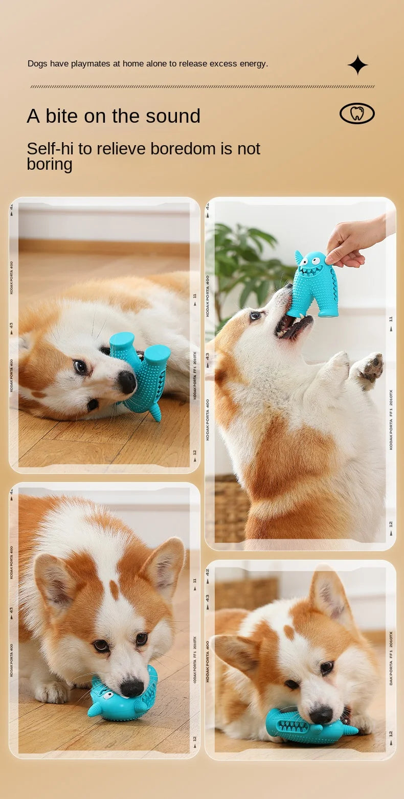Dog Molar Toy Food Grade Silicone BPA Cute Little Monster Dog Tooth Cleaning Interactive Bite Resistant Sound Toy Pet Supplies