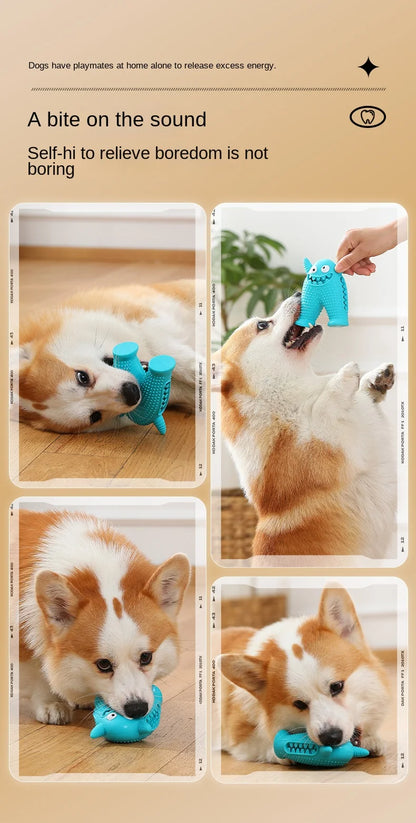 Dog Molar Toy Food Grade Silicone BPA Cute Little Monster Dog Tooth Cleaning Interactive Bite Resistant Sound Toy Pet Supplies