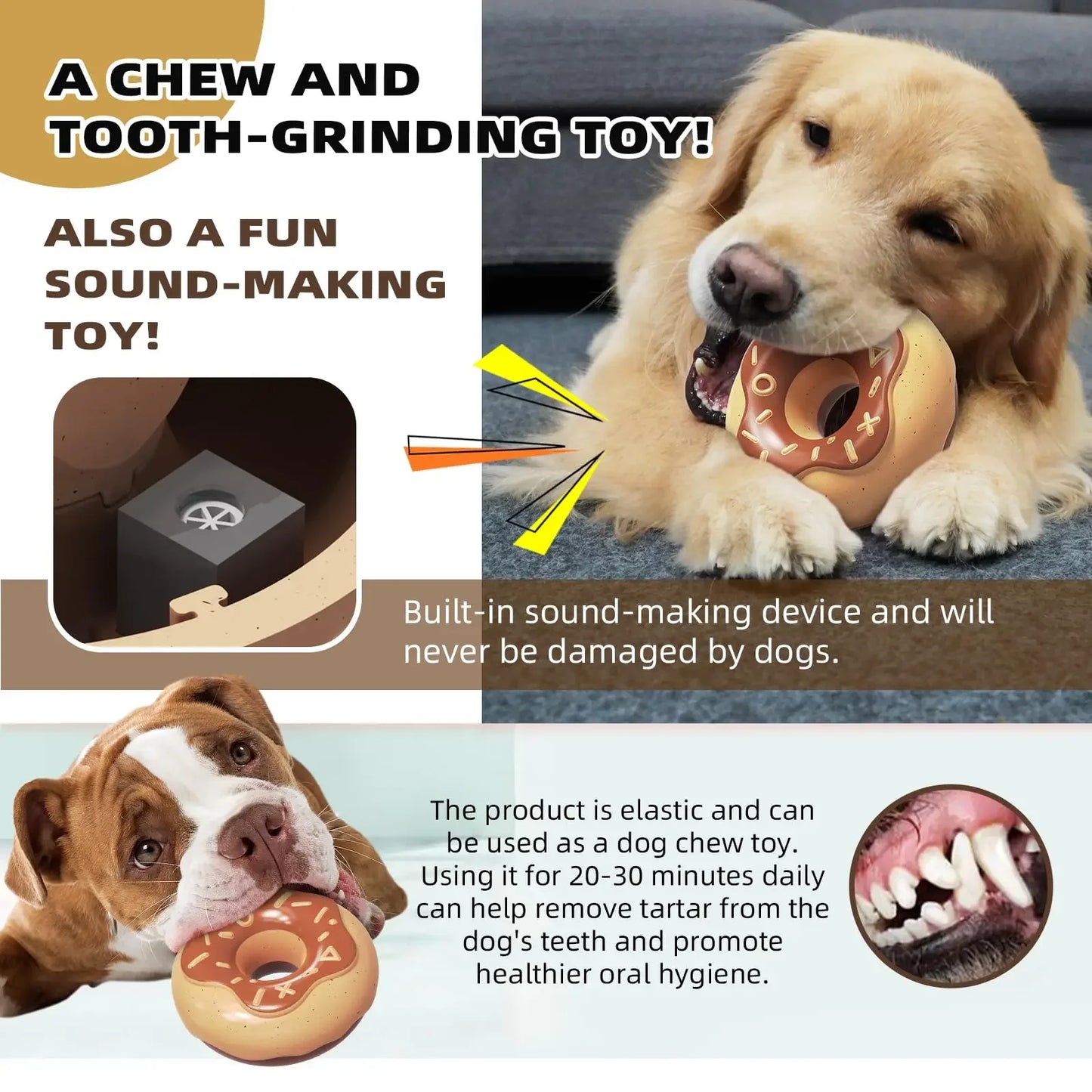 Dog Chew Toys for Aggressive Chewers, Indestructible Tough Squeaky Mental Stimulation Teeth Grinding Interactive Dog Chew Toys