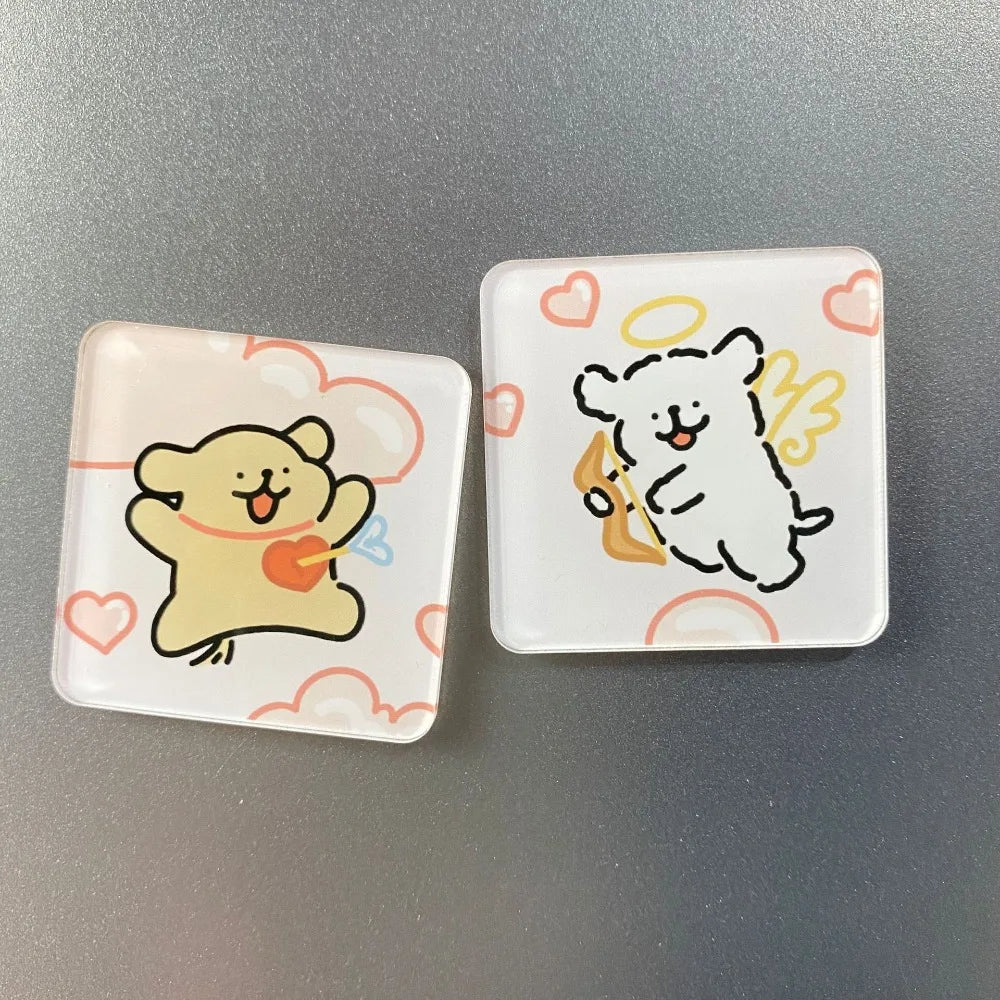 2pcs Cute Lover Dog Jigsaw Refrigerator Magnets Cartoon Fridge Blackboard Whiteboard Photo Message Magnets Decorative