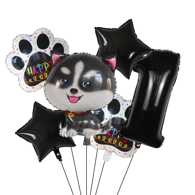 6pcs Corgi Husky Helium Balloons Pet Dog Paw Bone Cartoon Animal Ballon Birthday Party Decoration Baby Shower Globos Kids Toys