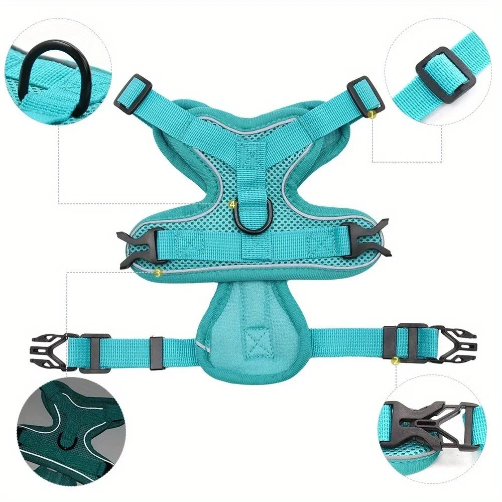 the NOPULL PRO HARNESS SET - No Pull Dog Harness and Leash Set Adjustable Pet Harness Vest for Small Dogs Cats Reflective Dog Chest Strap Lead Walking