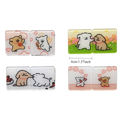 2pcs Cute Lover Dog Jigsaw Refrigerator Magnets Cartoon Fridge Blackboard Whiteboard Photo Message Magnets Decorative