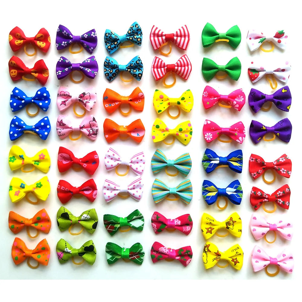 1Pcs Puppy Bow Handmade Movable Pet Dog Grooming Hair Accessories Dog Bows With Rubber Band For Small Dog and Cat Pet Products