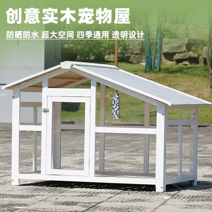 the GOOD DOG DOGHOUSE - Large Dog Kennel, Outdoor Semi-Enclosed Kennel, Winter Outdoor Doghouse, Rainproof and Cold-Proof Luxury Dog Villa