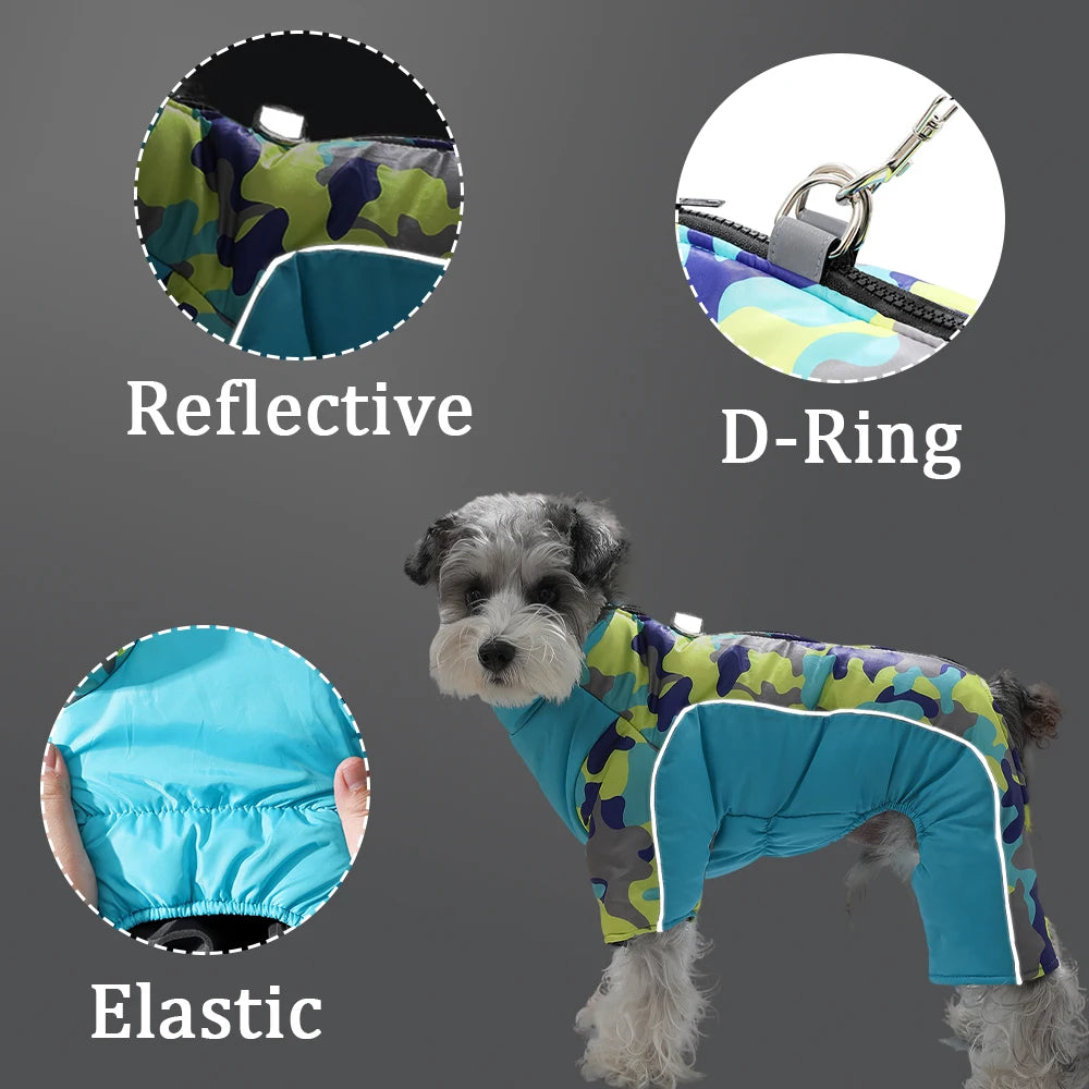 the WARMSTRIDE REFLECTIVE DOG JUMPSUIT - Windproof Dog Clothes, Winter Warm Puppy Jumpsuit, Reflective Pet Costume for Small/Medium Dogs/Cats, Chihuahua, Schnauzer Outfits