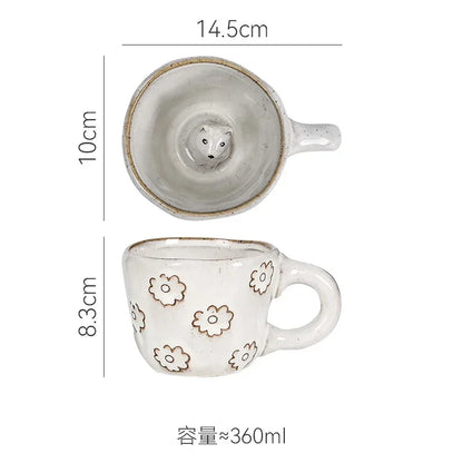 360ml Cups Ceramic Funny Cartoon Animal Tea Milk Cups Cute Handmade 3D Snail Daisy Dog Cat Coffee Mugs Creative Unique Gifts