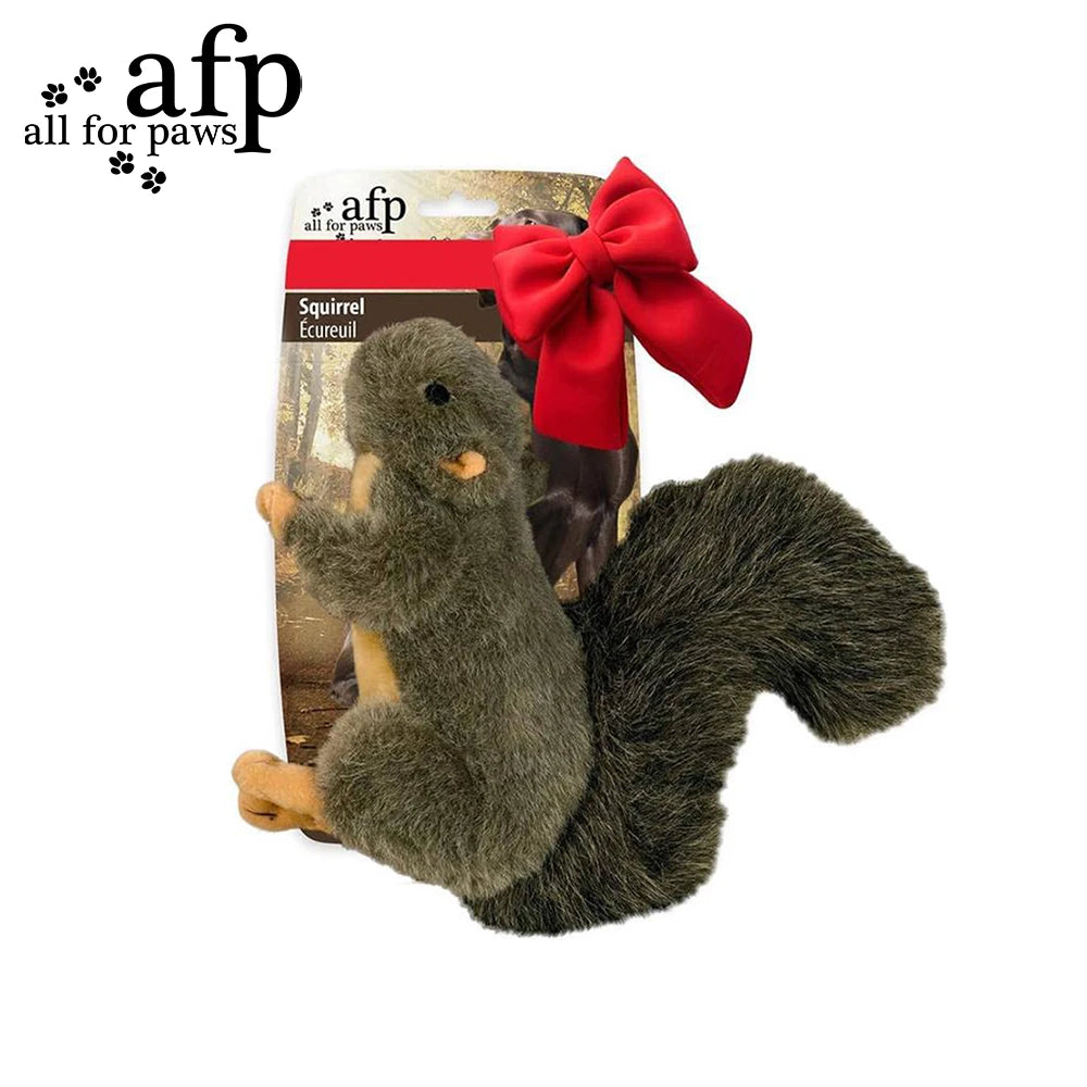 All For Paws Dog Faux Fur Squirrel Toys For Dogs Animal Realistic Squeaker Wildlife Fleece No-Toxic Dolls Pet Accessories