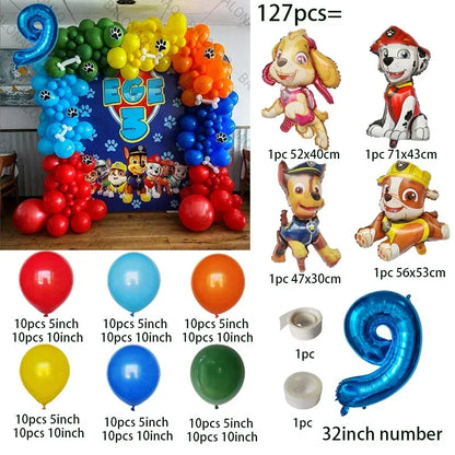 1set Dog PAW Patrol Aluminum Balloons figure 1 2 3 4 5 6 year old birthday party decoration Balloon Baby