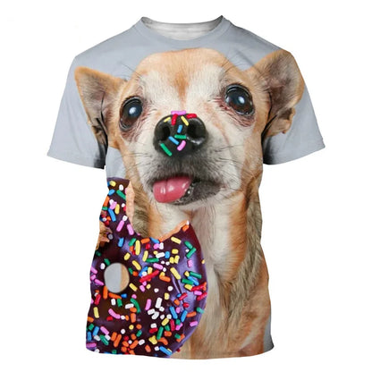 the CUTE CHIHUAHUA - 3D Printed Animal Chihuahua T Shirt For Men Funny Pet Pattern Tees Summer Harajuku Loose O-Neck Tops Short Sleeve Kids T-Shirts