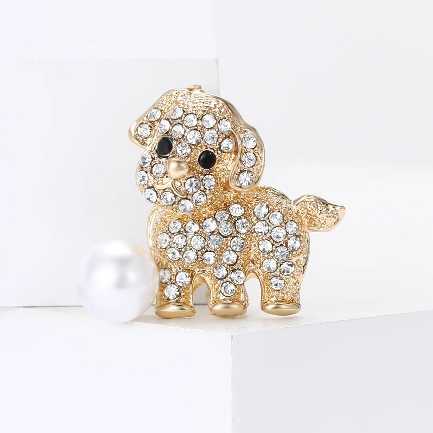 Enamel Puppy Brooches for Women Unisex Rhinestone Animal Pin Dog Lapel Pins Office Party Friend Luxury Gifts Jewelry Accessories