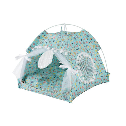 the PRINCESS PUPPY TENT - Pet Dog Tent House, Floral Print Enclosed Cat/Dog Tent Bed, Indoor Folding Portable Comfortable Kitten/Puppy Bed, Kennel for Small Pets