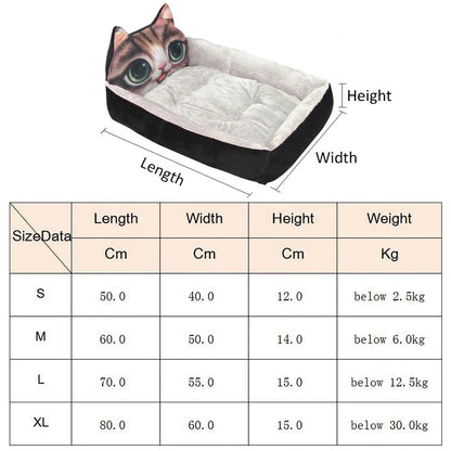 Cute Cartoon Pet Beds for Small Medium Dogs Winter Warm Puppy Cat Sofa Bed Washable Chihuahua Bulldog Kennel Mascotas Supplies