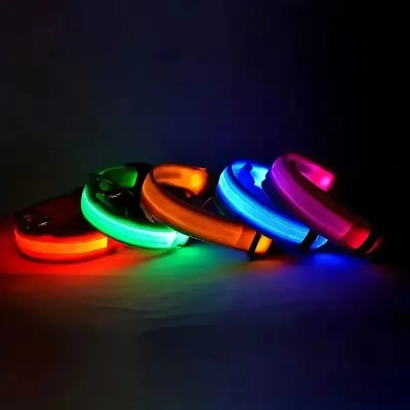the GLOWTRAIL NIGHT COLLAR - BOOTEELY Nylon LED Night Safety Flashing Glow-in-the-Dark Dog Collar, Dogs Luminous Fluorescent Pet Dog Collar