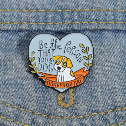 Puppy Heart Shape Enamel Pins Funny Dog Person Brooches Lapel Badges Backpack Clothes Animals Pet Jewelry Pin Gifts for Friends