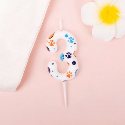 Cute Puppy Paw Print Number Birthday Candles, Suitable For Cake Decorations, Birthday Celebrations, Anniversary Commemorations