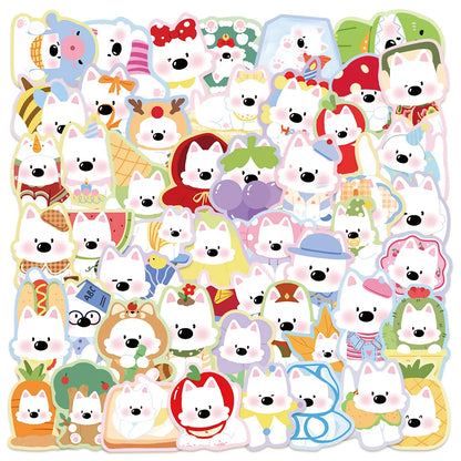 50PCS Cute West Highland White Terrier Dog Stickers DIY Stickers Scrapbooking Phone Luggage Skateboard Waterproof Graffiti Decal