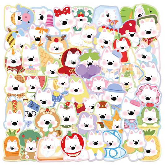 50PCS Cute West Highland White Terrier Dog Stickers DIY Stickers Scrapbooking Phone Luggage Skateboard Waterproof Graffiti Decal