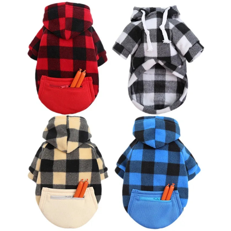 Autumn and Winter Warm Pockets Zipper Small Medium and Large Dog Clothes Pet Cat Teddy Bathroom Clothing Supplies