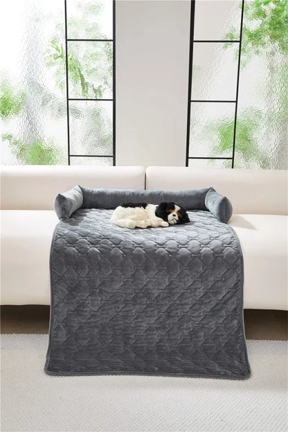 Velvet Pet Sofa Mat Warm Pet Blanket for Medium Large Dog Couch Bed Cushion with Pillow Cats Pad House Pet Supplies Accessories