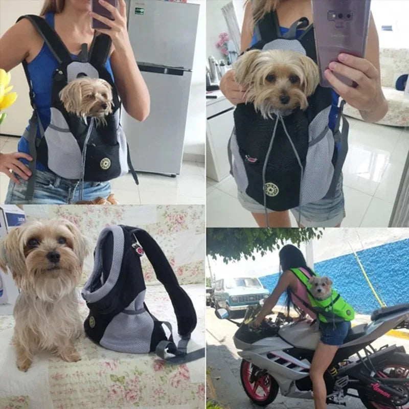 Small Dog Backpack Portable Outdoor Double Shoulder Dog Carrier Bag Pet Bag Travel Breathable Backpack Pet Carrying Supplies