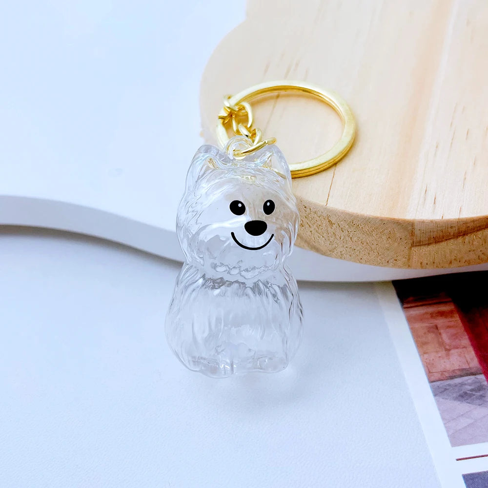 5pcs Dog Hair Storage Keyring Cute Pet Transparent Keychain Bag Car Interior Decoration Pendant Souvenir For Family Members