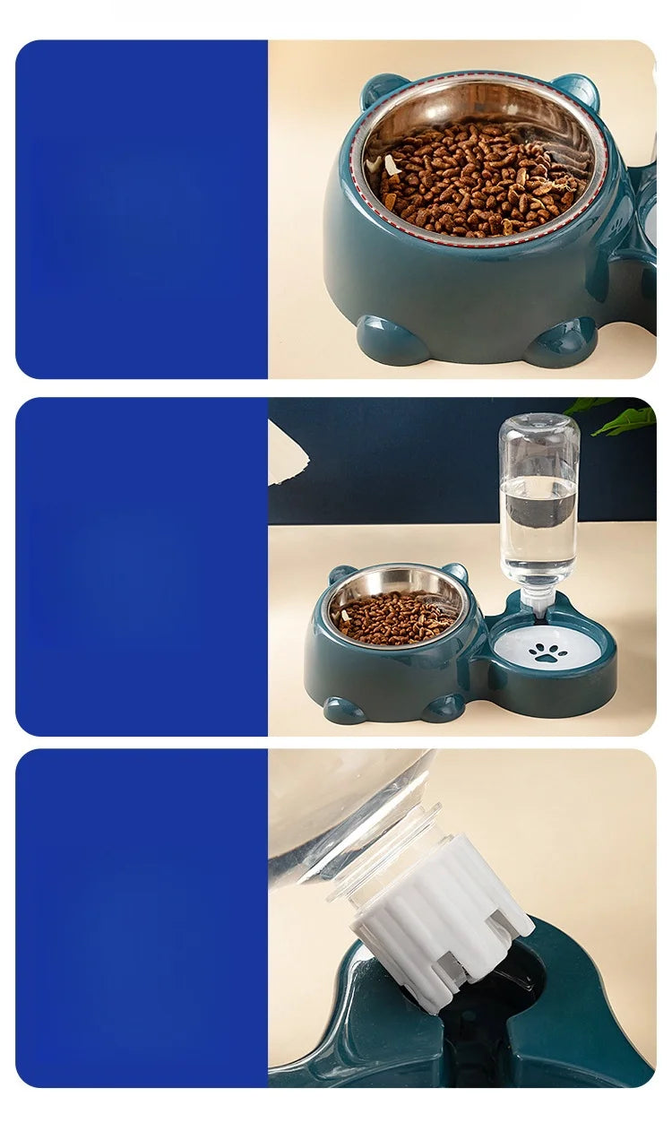 Cat Bowl 2-in-1 Drinking Water Dog Food Pot Water Bowl Rice Pot Pet Supplies Cat Bowl Pet Drinking Water Feeding Integration